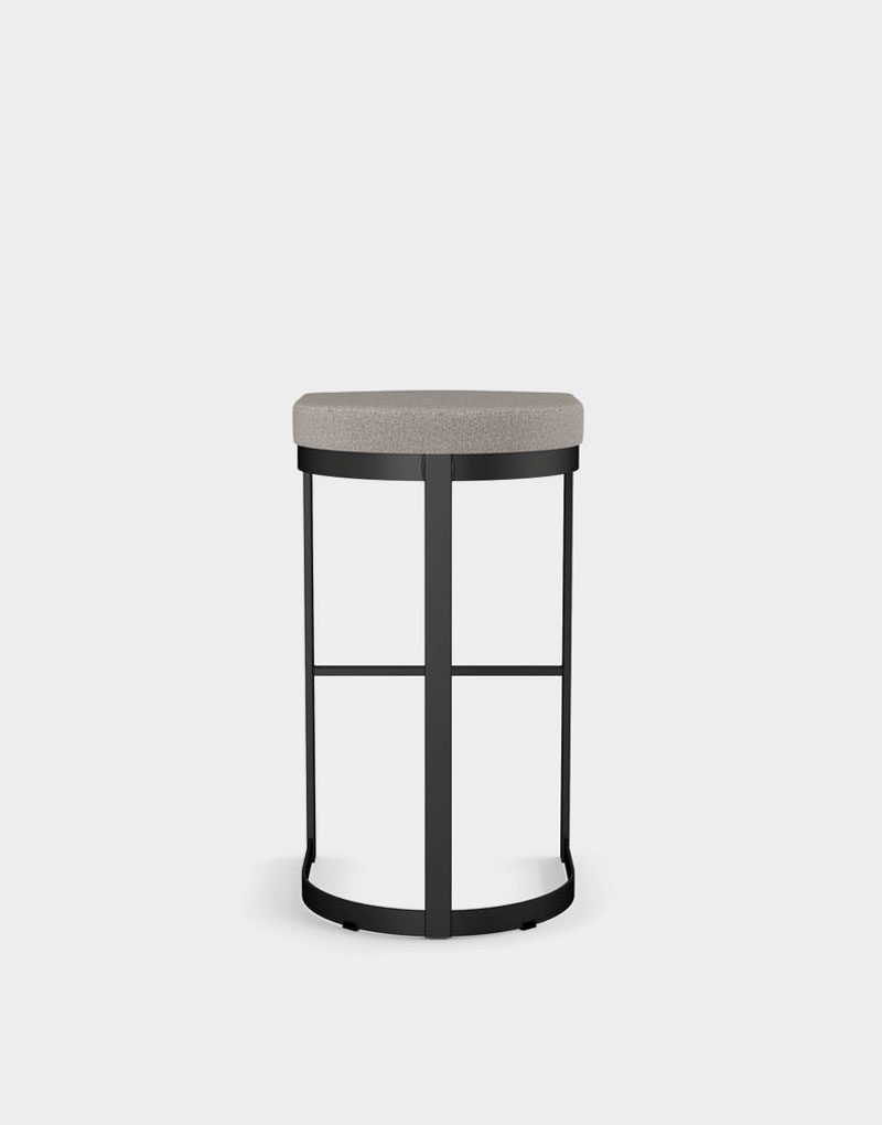 Arden Branch Liv Backless Contemporary Stool with a grey seat back and black metal frame for bar counter seating inside commercial businesses and restaurants Arden Branch Liv Backless Contemporary Stool with a grey seat back and black metal frame for bar counter seating inside commercial businesses and restaurants