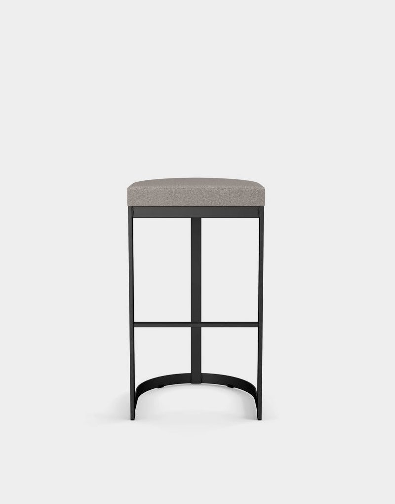 Arden Branch Liv Back less Contemporary bar Stool Grey Seat Front with black metal frame for counter seating inside restaurants Arden Branch Liv Back less Contemporary bar Stool Grey Seat Front with black metal frame for counter seating inside restaurants