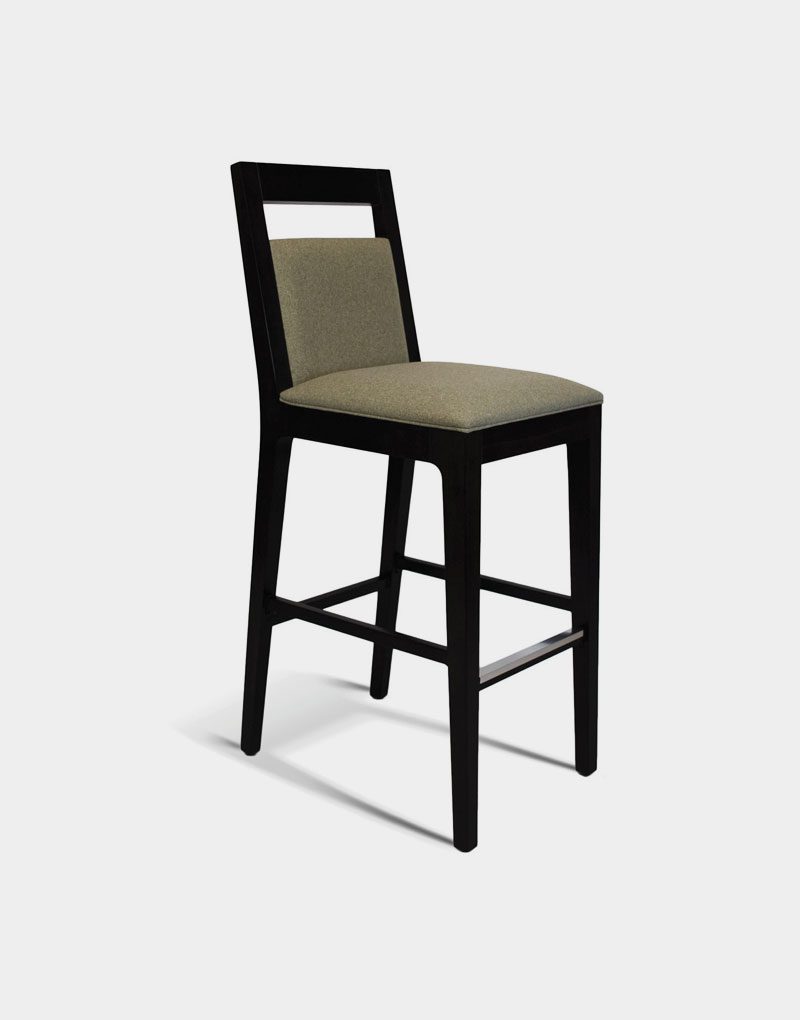 Modern Grey/Black Counter Stool Aurora upholstered seat and back with Black wooden frame for restaurants Modern Grey/Black Counter Stool Aurora upholstered seat and back with Black wooden frame for restaurants
