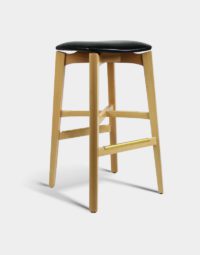 High Quality Jules Wooden Backless Bar Stool for Restaurants and commercial seating with leather upholstered seat