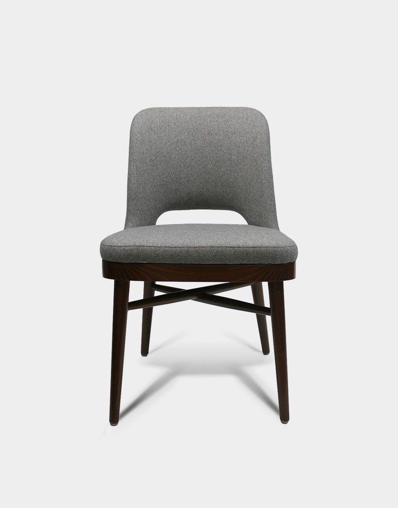 grey upholstered marley chair for indoor bar and business dining with wooden stool frame