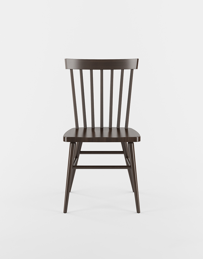 The Hugh Chair in Walnut Finish A wooden chair in a rich walnut finish, with a simple and classic design.